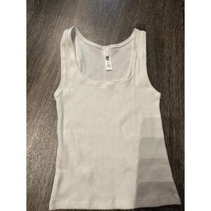 SKIMS Cotton Rib Tank Top White Square Neck Ribbed Sleeveless Basic Essential